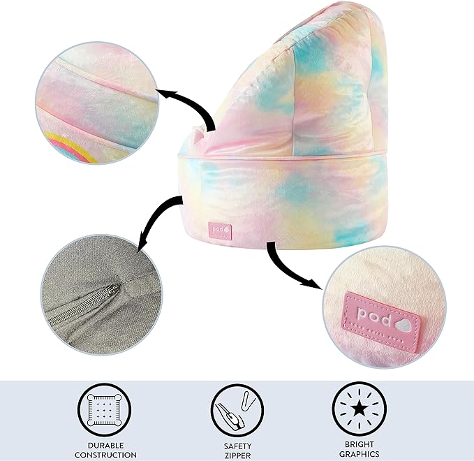 Idea Nuova Unicorn Round Bean Bag Chair for Kids, Ages 3+, Large - LeafyLoom