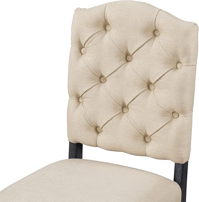 Small Dining Table Set for 4-6, Modern Round Extendable Table and Upholstered Chairs, X-Shaped Cross Base, Button Tufting Backrest, Retro Style Home Furniture for Small Spaces, Living Room - LeafyLoom