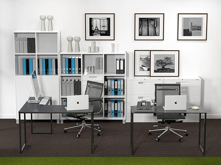 SHW 48-Inch Mission L-Shaped Home Computer Desk, Black - LeafyLoom