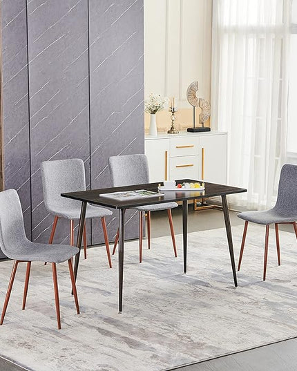 Wonder Comfort Set of 4 with Metal Legs, Fabric Armless Accent Dining-Room Chairs Side Seat, Gray Back, Grey - LeafyLoom