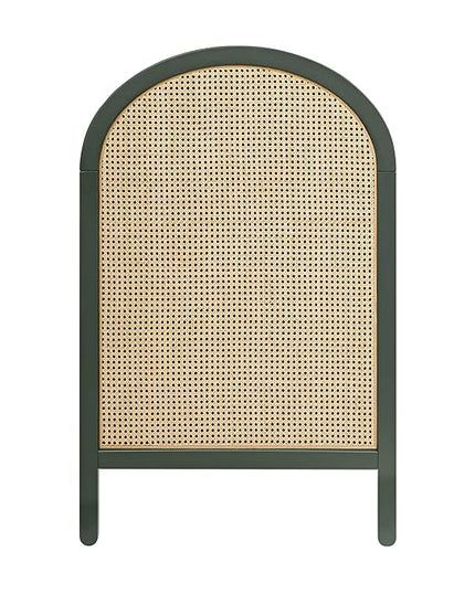 babyletto Bondi Cane 3-in-1 Convertible Crib with Toddler Bed Conversion Kit in Forest Green with Natural Cane, Greenguard Gold Certified - LeafyLoom