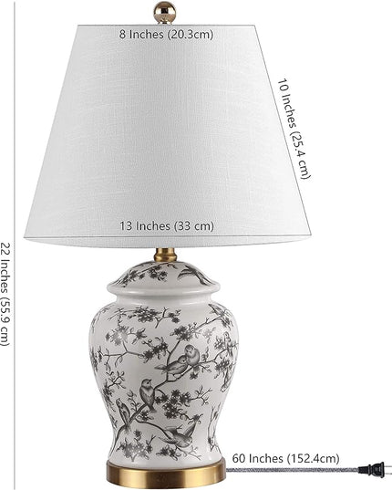 JONATHAN Y JYL3005C Penelope 22" Chinoiserie Classic LED Table Lamp Cottage Traditional Bedside Desk Nightstand for Bedroom Living Room Office College Bookcase LED Bulb Included, Gray/White - LeafyLoom