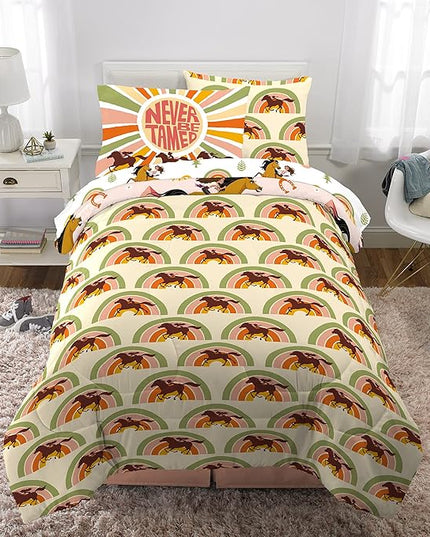 Franco Kids Bedding Super Soft Comforter and Sheet Set with Sham, 5 Piece Twin Size, Spirit Riding Free - LeafyLoom