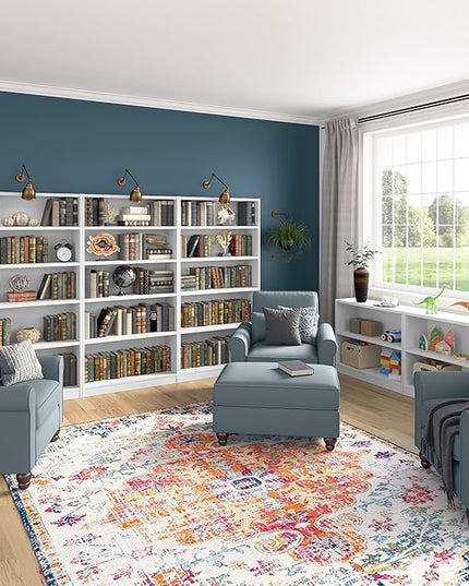 Bush Furniture Universal Small 2 Shelf Bookcase in White, Low Bookshelf for Living Room, Personal Home Office, or Professional Workspace - LeafyLoom