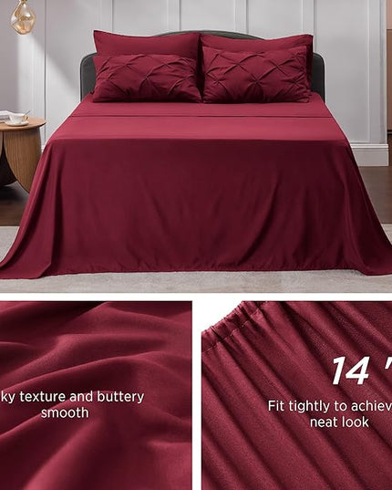 Bedsure Full Size Comforter Sets - Bedding Sets Full 7 Pieces, Bed in a Bag Burgundy Bed Sets with Comforter, Sheets, Pillowcases & Shams, Adult & Kids Bedding - LeafyLoom