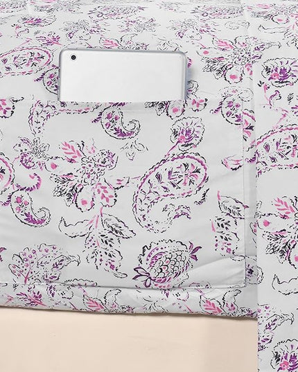Elegant Comfort Softest and Coziest 6-Piece Sheet Set - 1500 Premium Hotel Quality Microfiber - Deep Pocket, Wrinkle Resistant 6-Piece Paisley Pattern Bed Sheet Set, Queen, Paisley Purple - LeafyLoom