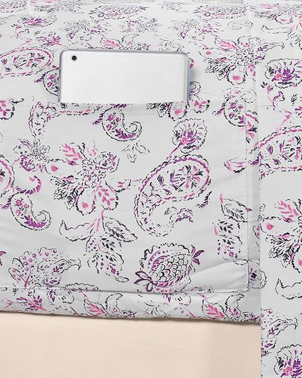 Elegant Comfort Softest and Coziest 6-Piece Sheet Set - 1500 Premium Hotel Quality Microfiber - Deep Pocket, Wrinkle Resistant 6-Piece Paisley Pattern Bed Sheet Set, King, Paisley Purple - LeafyLoom