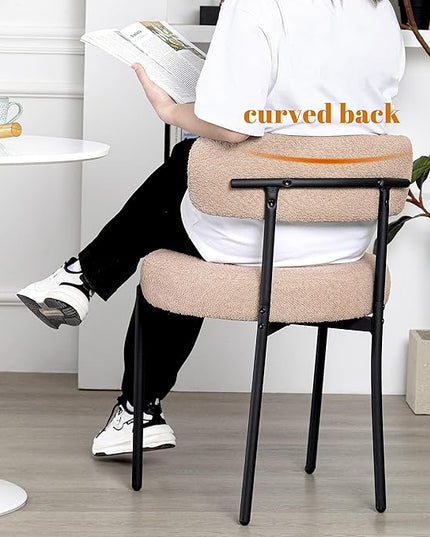 DYHOME Kitchen Chairs Mid-Century Modern Dining Chairs Set of 6, Kitchen Dining Room Chairs, Boucle Upholstered Wishbone Dining Chair, Camel Color - LeafyLoom