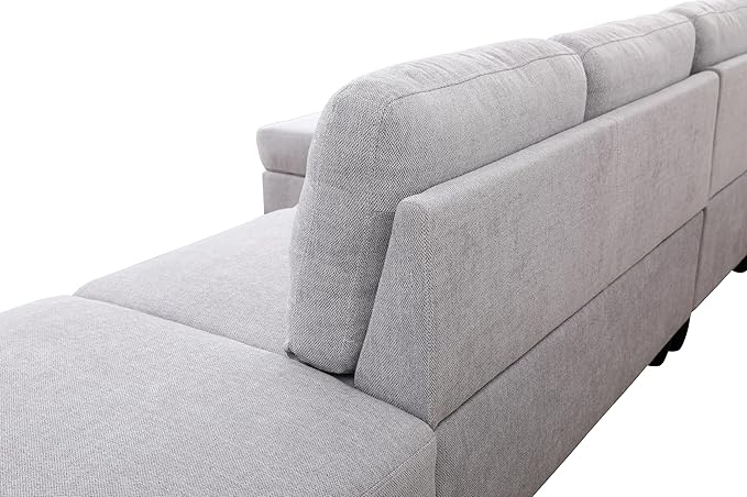 2-Piece L-Shaped Sectional Couches, Lounge, Modular Sofas for Home Office Apartment, Large Living Room Furniture Hand Facing, 2pcs 101.5'' Recliner+55.5'' Chaise(Left), Grey White Lint - LeafyLoom