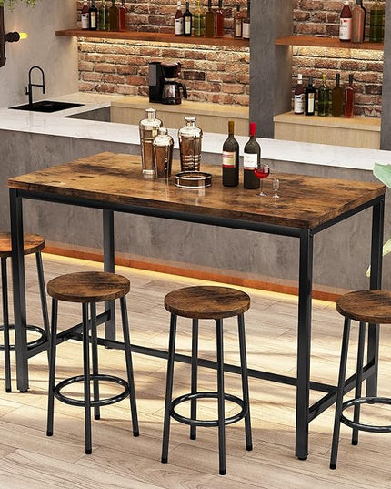 DKLGG Dinner Table Set for 4, Modern Kitchen Table and Chairs for 4 Wooden Top and Adjustable Metal Legs, Small Dining Room Table Set 5 Pieces Compact Design for Small Space - LeafyLoom