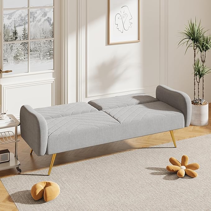 NicBex Sectional Couch Sofa with 2 Throw Pillows Sofa Bed Cloud Couch for Living Room Furniture Sets with Adjustable Back, Modular Sofa for Living Room, Bedroom, Apartment,70.47" L, Gray - LeafyLoom