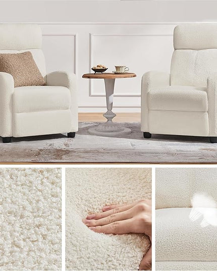 Yaheetech Fabric Recliner Chair Single Sofa Home Theater Seatting Adjustable Modern Single Reclining Chair for Living Room Bedroom Home Theater Ivory - LeafyLoom