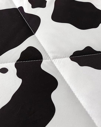 SDY 3 Pieces Milk Cow Print Stuff Bedding Comforter Set Full with 2 Pillowcases for Kids Teens Girls Women, Microfiber, Easy Wash, Light Breathable Cozy White Base Cute Milk Cow Pattern, Full Size… - LeafyLoom