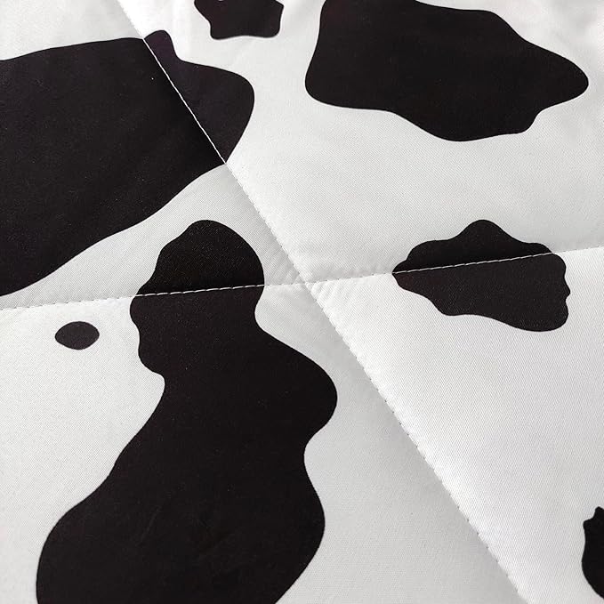 SDY 3 Pieces Milk Cow Print Stuff Bedding Comforter Set Full with 2 Pillowcases for Kids Teens Girls Women, Microfiber, Easy Wash, Light Breathable Cozy White Base Cute Milk Cow Pattern, Full Size… - LeafyLoom