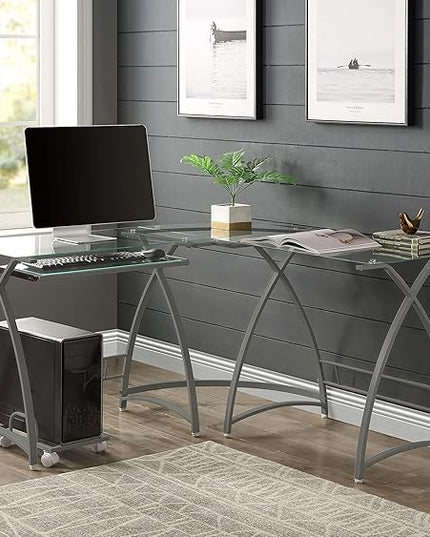 NicBex Laik-DW-00062-DX Desks, 51" W x 51" D x 28" H, Silver - LeafyLoom