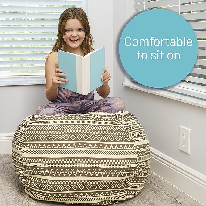 EMMandSOPHIE Stuffed Animal Storage Bean Bag Chair-Kids Bean Bag Chairs-Bean Bag Chair Kids-Beanbag Chairs for Kids and Teens-Stuffed Animal Holder-Stuffed Animal Bean Bag Storag - LeafyLoom