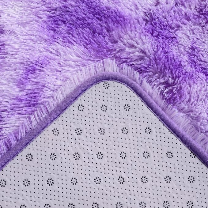 AROGAN Soft Rainbow Area Rugs for Girls Room 2x6 Feet, Fluffy Girls Bedroom Rugs, Princess Rug, Cute Colorful Carpet for Kids Teens Nursery Toddler （Purple） - LeafyLoom