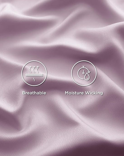 Bedsure King Size Sheet Set, Cooling Sheets King, Rayon Derived from Bamboo, Deep Pocket Up to 16", Breathable & Soft Bed Sheets, Hotel Luxury Silky Bedding Sheets & Pillowcases, Lavender - LeafyLoom