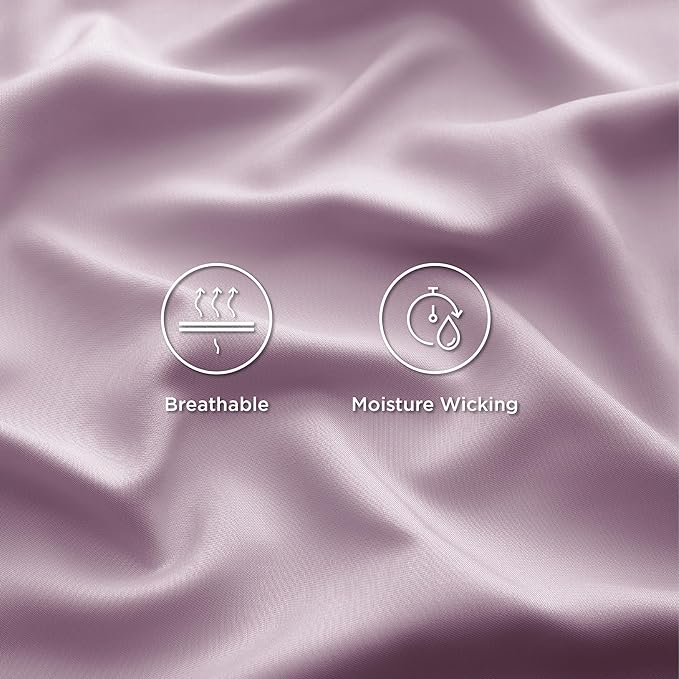 Bedsure California King Sheet Sets, Cooling Sheets, Rayon Derived from Bamboo, Deep Pocket Up to 16", Breathable & Soft Bed Sheets, Hotel Luxury Silky Bedding Sheets & Pillowcases, Lavender - LeafyLoom