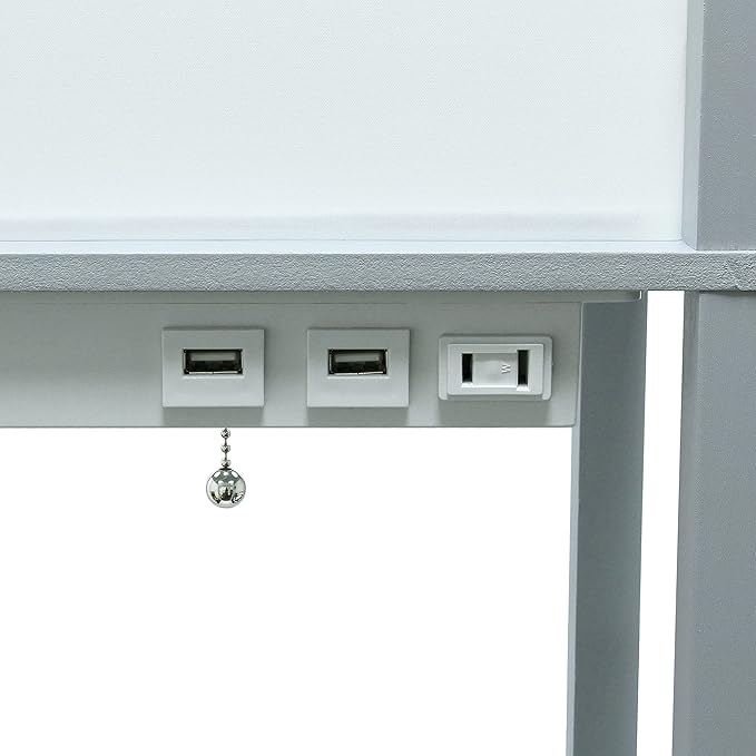 Simple Designs LF1037-GRY-LB Three Shelf Etagere Organizer Storage Floor Lamp with 2 Dual USB Ports and Charging Outlet, Gray, with Feit LED Bulb Included - LeafyLoom