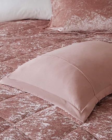 Intelligent Design Twin Comforter Set, Velvet Comforter Set , Luxury Diamond Quilting Comforter Set, Fluffy Comforter Bed Set with Decorative Pillowand 1 Sham, 3 Piece Pink, Twin/Twin XL - LeafyLoom