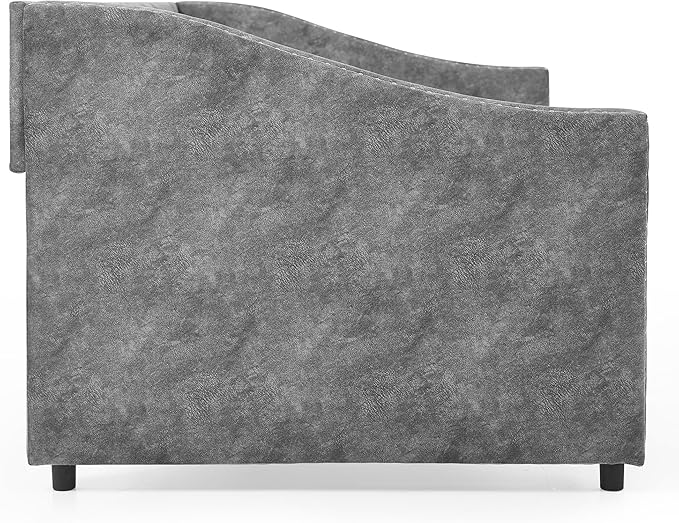 Upholstered Full Size Daybed with Two Storage Trundle Drawers, Solid Wooden Bed Frame w/Button Tufted Backrest, No Box Spring Needed, for Kids, Bedroom, Dorm - LeafyLoom