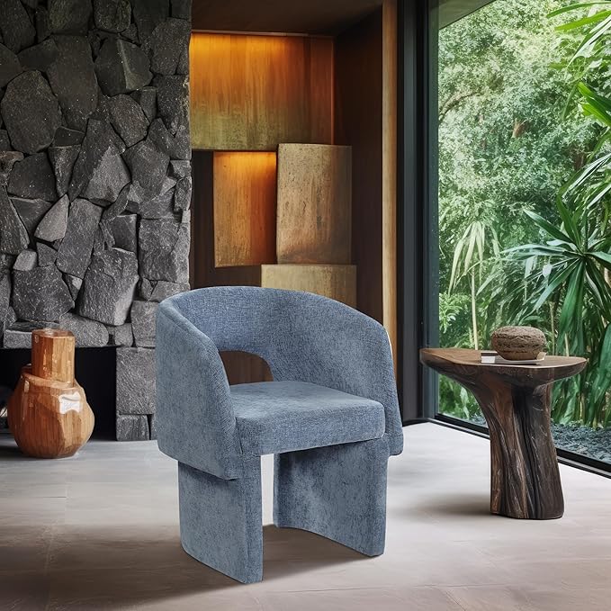 Meridian Furniture Emmet Collection Modern | Contemporary Dining Accent Chair with Rich Fabric, Steel Inner Frame, 26" W x 23.5" D x 30" H, Blue - LeafyLoom