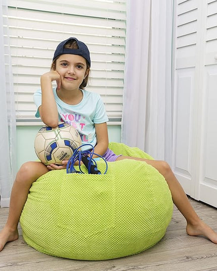 EMMandSOPHIE Kids Bean Bag Chair - Bean Bag Chair Kids- Toddler Bean Bag Chair- Bean Bag Stuffed Animal Storage -Bean Bag Chairs for Kids -Stuffed Animal Bean Bag Storage - Kid Bean Bag Chair - LeafyLoom