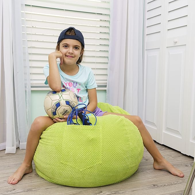 EMMandSOPHIE Kids Bean Bag Chair - Bean Bag Chair Kids- Toddler Bean Bag Chair- Bean Bag Stuffed Animal Storage -Bean Bag Chairs for Kids -Stuffed Animal Bean Bag Storage - Kid Bean Bag Chair - LeafyLoom