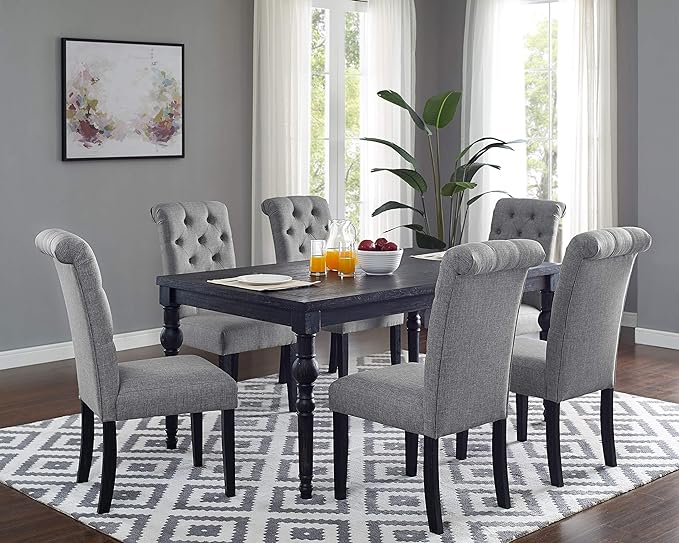 Roundhill Furniture Leviton Urban Style Counter Height Dining Set: Table and 6 Chairs, Grey - LeafyLoom