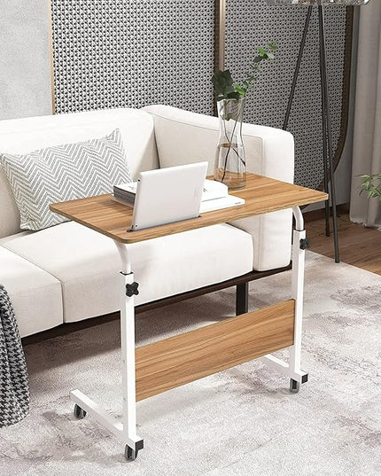 SogesGame 31.5 inches Side Table with Wheels,Snack Side Table with Castors Mobile End Table Easy to Assemble for Laptop,Oak,05#3-80OK-S8-US - LeafyLoom