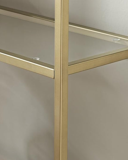 Crosley Furniture Aimee Etagere Bookcase - Gold and Glass - LeafyLoom