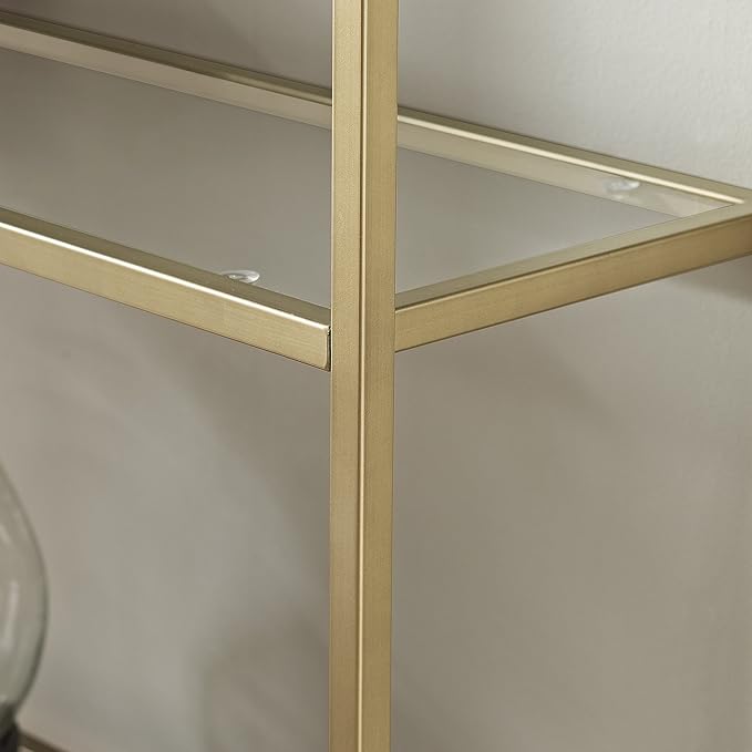 Crosley Furniture Aimee Etagere Bookcase - Gold and Glass - LeafyLoom