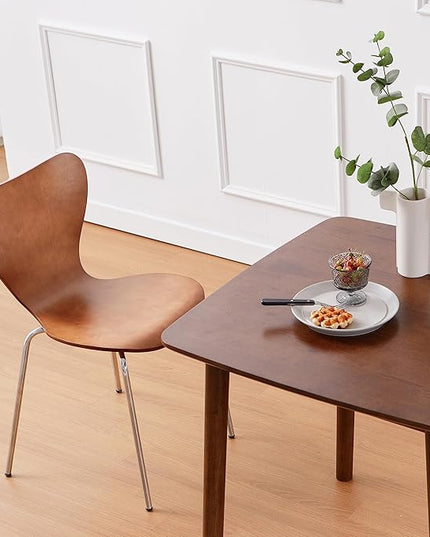 Livinia Aslan 29.5" Malaysian Oak Square Wooden Dining Table/Small Solid Wood Kitchen Desk (Walnut) - LeafyLoom