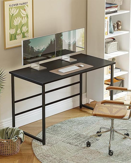 CubiCubi Computer Desk 32" Study Writing Table for Home Office, Modern Simple Style PC Desk, Black Metal Frame, Black - LeafyLoom