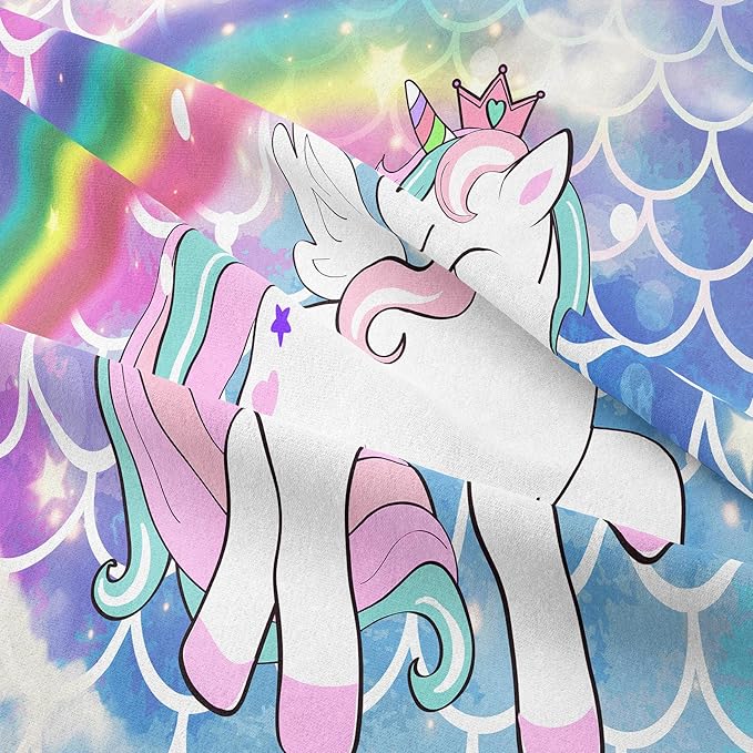 Tailor Shop Unicorn Comforter Sets King Size,Blue Unicorn Bedding Sets for Girls Kids Teens with 2 Pillowcase…… - LeafyLoom