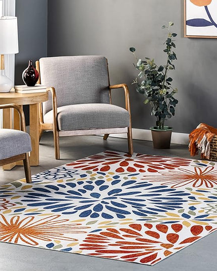 nuLOOM McEwen Bohemian Floral Machine Washable Ultra Thin Area Rug, 3' x 5', Multi - LeafyLoom
