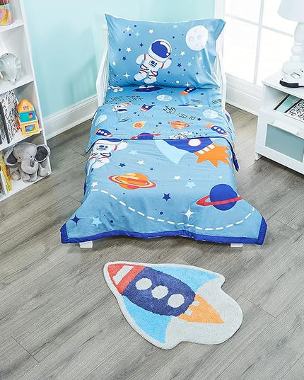 Hand Tufted Space Rocket Ship Bedroom or Bathroom Rug - 30x20 in; 100% Cotton Kids Bathroom Mat; Decorative Kids Area Rug - LeafyLoom