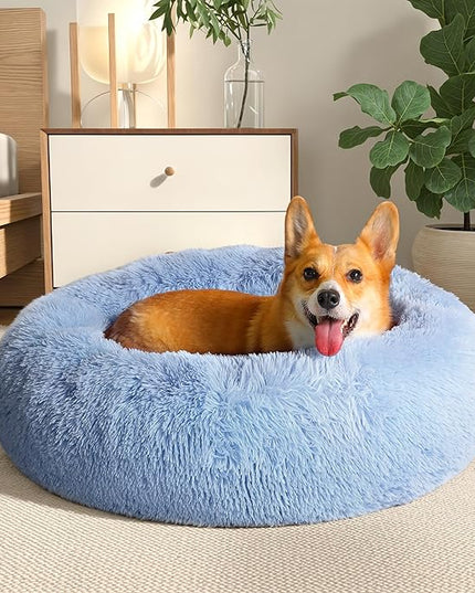 WESTERN HOME WH Calming Dog Bed & Cat Bed, Anti-Anxiety Donut Dog Cuddler Bed, Warming Cozy Soft Dog Round Bed, Dog Cat Cushion Bed for Small Medium Dogs and Cats WESTERNHOME