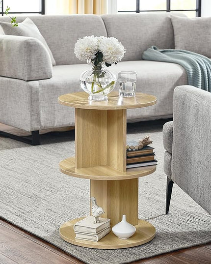 ECYIL Double Layered Independent Storage Rack, Full Circular Color Blocking Bookshelf, Suitable for Home, Office, Living Room, etc (nature) - LeafyLoom