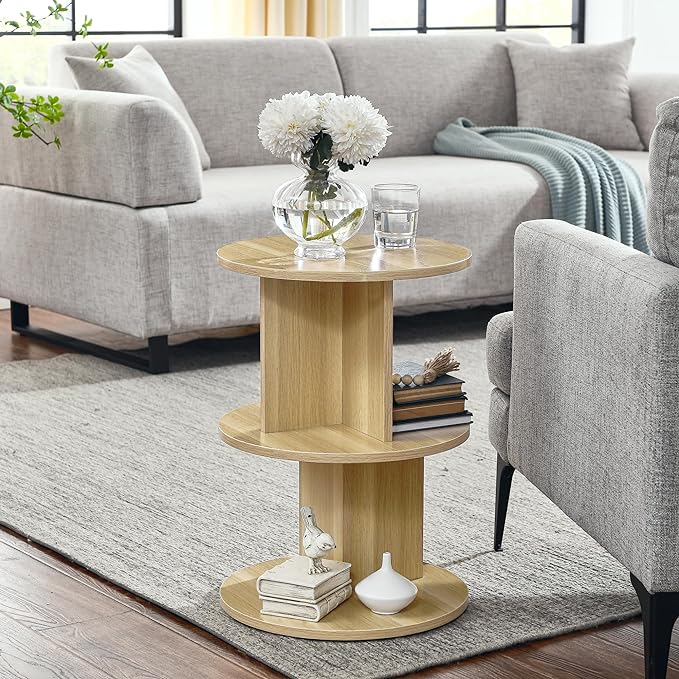 ECYIL Double Layered Independent Storage Rack, Full Circular Color Blocking Bookshelf, Suitable for Home, Office, Living Room, etc (nature) - LeafyLoom