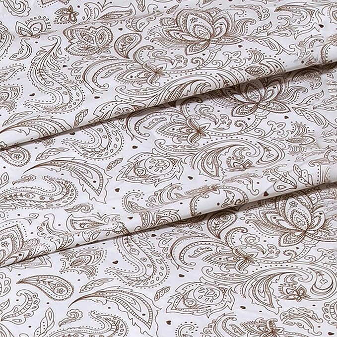 Elegant Comfort Softest and Coziest 6-Piece Sheet Set - 1500 Premium Hotel Quality Microfiber - Deep Pocket, Wrinkle Resistant 6-Piece Paisley Pattern Bed Sheet Set, California King, Paisley Taupe - LeafyLoom