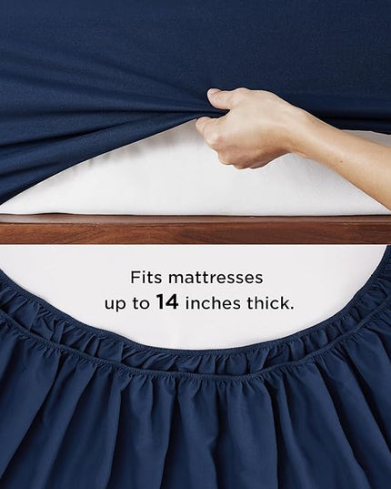 Bedsure Navy Twin XL Comforter Set - 5 Pieces Solid Twin XL Bed in a Bag for College, Twin XL Bed Set with Comforters, Sheets, Pillowcase & Sham, Extra Long Twin Comforter Set - LeafyLoom