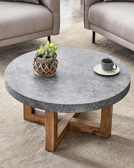 NicBex Dining Table Modern Round Retro Circular Coffee Table with A Diameter of 31.4 Inches, Made of MDF Material Suitable for Living Rooms Meeting Room Banquet Hall, Grey - LeafyLoom