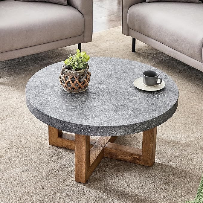 NicBex Dining Table Modern Round Retro Circular Coffee Table with A Diameter of 31.4 Inches, Made of MDF Material Suitable for Living Rooms Meeting Room Banquet Hall, Grey - LeafyLoom