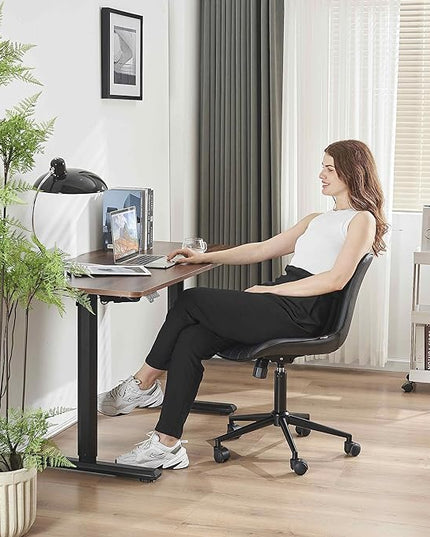 YOUNIKE Office Chair Swivel Desk Chair Upholstered Faux Leather Height Adjustable with Wheels Computer Task Chair Modern Rolling Armless Back, Black, Loads 300 lbs - LeafyLoom
