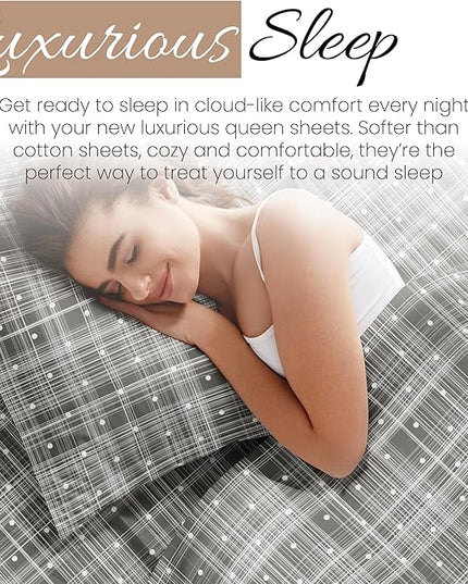 Linen Market 4 Piece Full Bedding Sheet Set (Gray Polka) - Sleep Better Than Ever with These Ultra-Soft & Cooling Bed Sheets for Your Full Size Bed - Deep Pocket Fits 16" Mattress - LeafyLoom