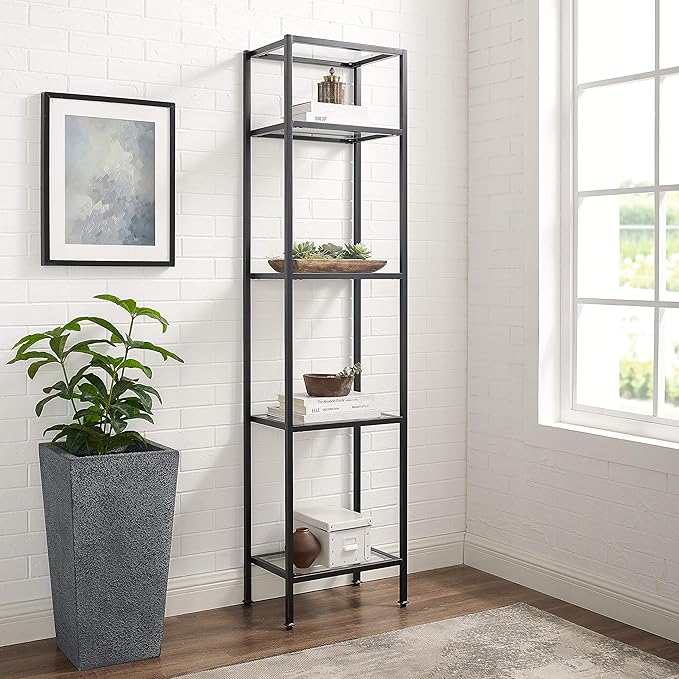 Crosley Furniture Aimee Narrow Etagere Bookcase, Oil-Rubbed Bronze - LeafyLoom