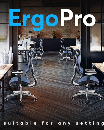 Oline ErgoPro Ergonomic Office Chair - Rolling Desk Chair with 4D Adjustable Armrest, 3D Lumbar Support and Blade Wheels - Mesh Computer Chair, Gaming Chairs, Executive Swivel Chair (Navy Blue) - LeafyLoom
