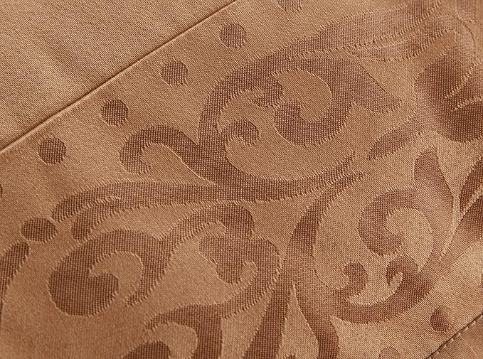 Chezmoi Collection 7-Piece Jacquard Floral Comforter Set (Queen, Copper/Gold) - LeafyLoom